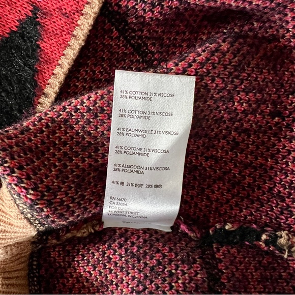 Free People Sweater Vest Tan Black Pink Argyle Cropped Size Small - Picture 8 of 8